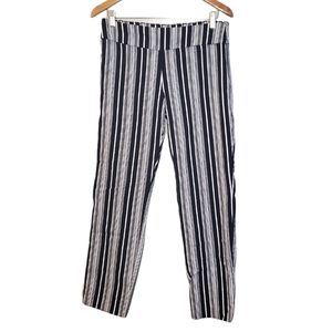 New Directions Black & White Striped Stretch Pants